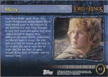 2003 Cadbury Lord of the Rings: Return of the King (Australia) #R5 Merry Back