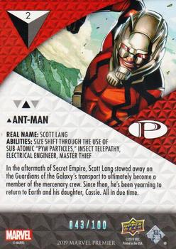 2019 Upper Deck Marvel Premier #2 Ant-Man Back
