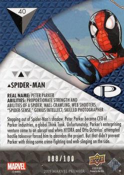 2019 Upper Deck Marvel Premier #40 Spider-Man Back