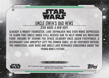 2019 Topps Star Wars Skywalker Saga #42 Uncle Owen's Bad News Back
