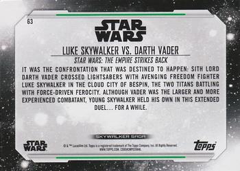 2019 Topps Star Wars Skywalker Saga #63 Luke Skywalker Vs. Darth Vader Back