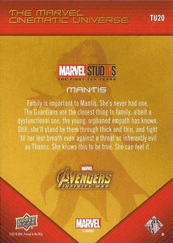 2019 Upper Deck Marvel Studios The First Ten Years - The Marvel Cinematic Universe #TU20 Mantis Back