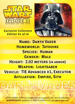 2005 Star Wars Episode III Revenge of the Sith #2 Darth Vader Back