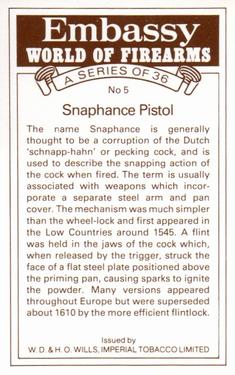 1982 Embassy World of Firearms #5 Snaphance Pistol Back