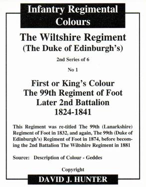 2011 Regimental Colours : The Wiltshire Regiment 2nd Series #1 First or King's Colour The 99th Regiment of Foot Later 2nd Battalion The Wiltshire Regiment 1824-1841 Back