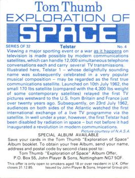 1983 Player's Tom Thumb Exploration of Space #4 Telstar Back