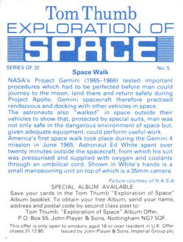 1983 Player's Tom Thumb Exploration of Space #5 Space Walk Back