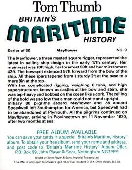 1989 Player's Tom Thumb Britain's Maritime History #3 Mayflower Back