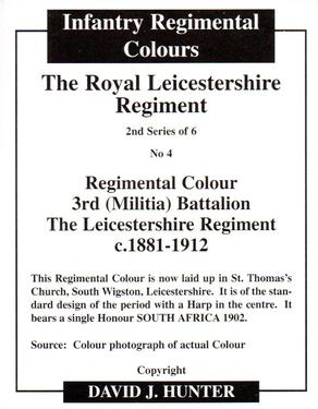 2013 Regimental Colours : The Royal Leicestershire Regiment 2nd Series #4 Regimental Colour 3rd (Militia) Battalion The Leicestershire Regiment c.1881-1912 Back