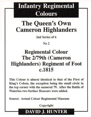 2012 Regimental Colours : The Queen's Own Cameron Highlanders 2nd Series #2 Regimental Colour The 2/79th (Cameron Highlanders) Regiment of Foot c.1815 Back