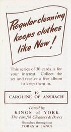 1954 Kings of York Kings and Queens of England #19 Caroline of Ansbach Back