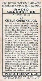 1934 Wills's Radio Celebrities #38 Cicely Courtneidge Back