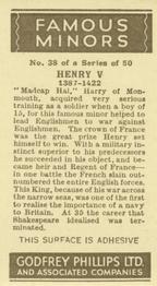 1936 Godfrey Phillips Famous Minors #38 Henry V Back