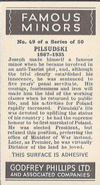 1936 Godfrey Phillips Famous Minors #49 Józef Piłsudski Back