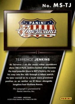 2015 Panini Americana - On the Tube Modern Signatures #7 Terrence Jenkins Back
