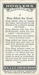 1937 Churchman's Howlers #2 King Alfred the Great Back