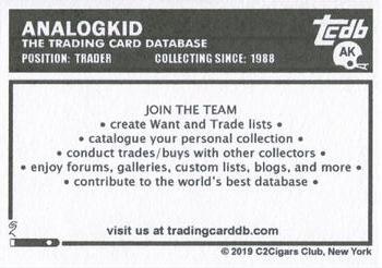 2019 C2Cigars TCDB Business Card #AK AnalogKid Back