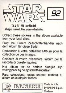 1996 Panini Star Wars Stickers #92 Darth Vader Back