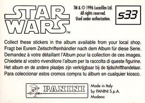 1996 Panini Star Wars Stickers #S33 Imperial Shuttle Back