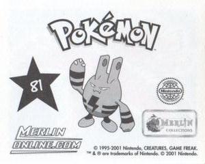 2001 Merlin Pokemon Stickers #81 Ho-Oh Back