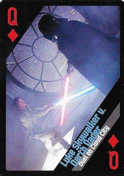 2013 Cartamundi Star Wars Battles Playing Cards #Q♦ Luke Skywalker v. Darth Vader - Duel on Cloud City Front