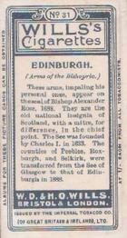 1907 Wills's Arms of the Bishopric #31 Edinburgh Back