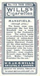 1905 Wills's Borough Arms 3rd Series (Red) #113 Mansfield Back
