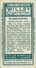 1905 Wills's Borough Arms 3rd Series (Grey) #140 Warrington Back