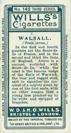 1905 Wills's Borough Arms 3rd Series (Grey) #142 Walsall Back