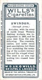 1906 Wills's Borough Arms 3rd Series Second Edition #125 Swindon Back