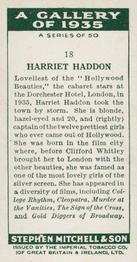 1936 Mitchell's A Gallery of 1935 #18 Harriet Haddon Back