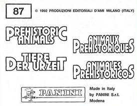 1992 Panini Prehistoric Animals Stickers #87 Triceratops Back