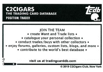 2019 C2Cigars TCDB Business Card - Relics #NNO C2Cigars Back