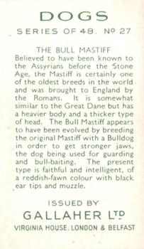 1936 Gallaher Dogs Series 1 #27 The Bull Mastiff Back