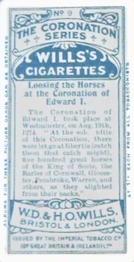 1911 Wills's The Coronation Series #9 Loosing the Horses at the Coronation of Edward I Back