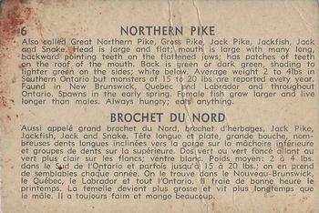 1962 Parkhurst Fish (V339-19) #6 Northern Pike Back