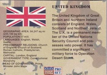 1991 Pro Set Desert Storm - Promos #NNO United Kingdom Back