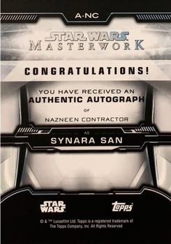 2019 Topps Star Wars Masterwork - Autographs #A-NC Nazneen Contractor Back