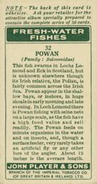 1933 Player's Fresh-Water Fishes #32 Powan Back