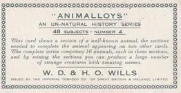 1934 Wills's Animalloys #4 Antelope Back