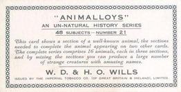 1934 Wills's Animalloys #21 Leopard Back