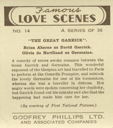 1939 Godfrey Phillips Famous Love Scenes #14 Brian Aherne / Olivia de Havilland Back