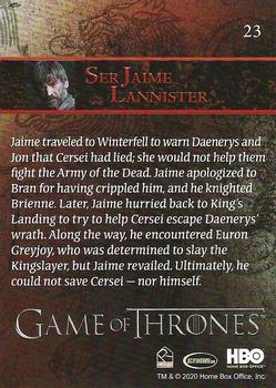 2020 Rittenhouse Game of Thrones Season 8 #23 Ser Jaime Lannister Back