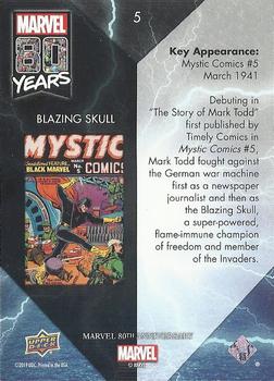 2019 Upper Deck Marvel 80th Anniversary - Color Spike #5 Blazing Skull Back
