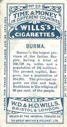 1906 Wills's Time & Money in Different Countries #23 Burma Back