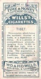 1906 Wills's Time & Money in Different Countries #41 Tibet Back
