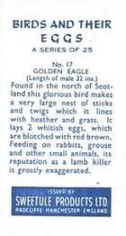 1959 Sweetule Products Birds and Their Eggs #17 Golden Eagle Back