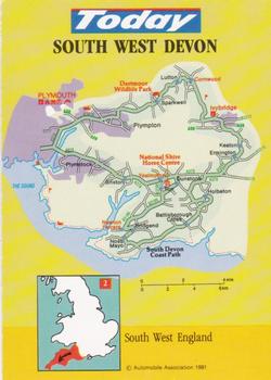 1991 Today Around Britain Mini Touring Maps #2 South West Devon Front