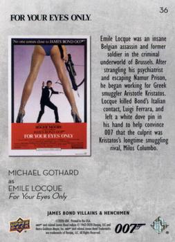 2021 Upper Deck James Bond Villains & Henchmen #36 Emile Locque Back