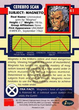 1992 Impel The Uncanny X-Men - Toy Biz #41 Magneto Back